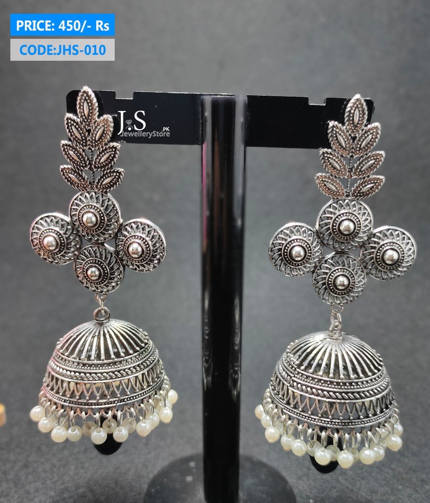 Buy Pearl Stone Hoop Oxidised Earrings, Indian Jewellery, Oxidised Earrings,  Gifts for Her, Chandeliers, Oxidised Jewellery, Online in India - Etsy