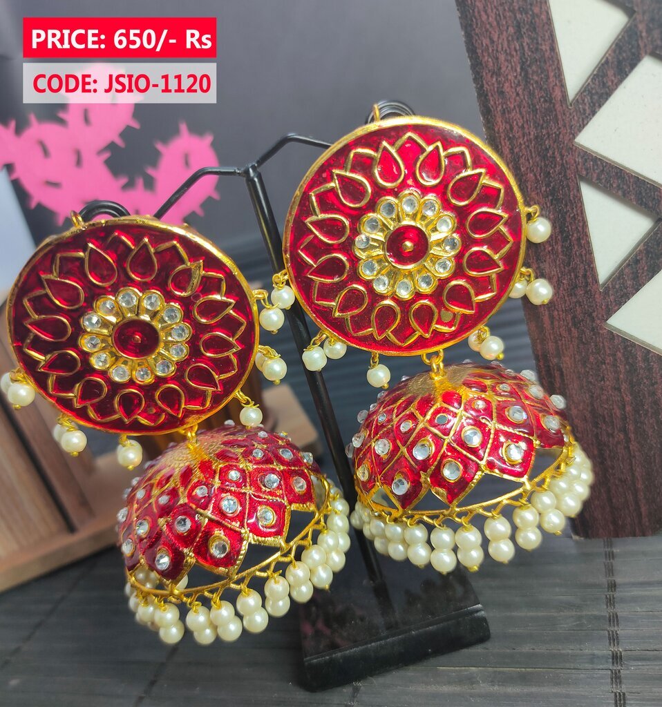 Meenakari Earrings With Small Hanging Pearls Price in Pakistan – J.S ...