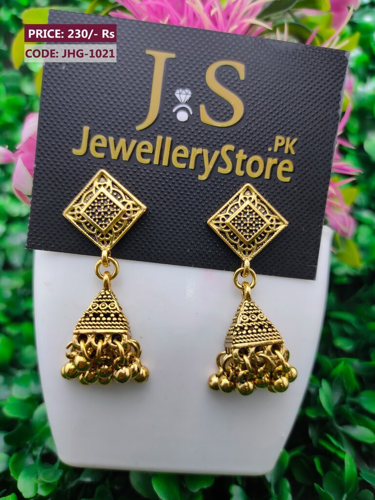 Gold Plated Small Jhumka Earrings & Studs