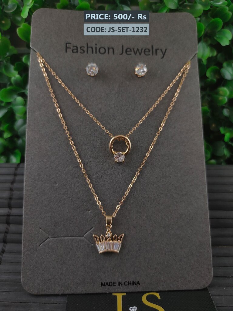 Queen Crown Crystal Stud Earrings Pendant Necklace Price In Pakistan J S Jewellery Store Pk