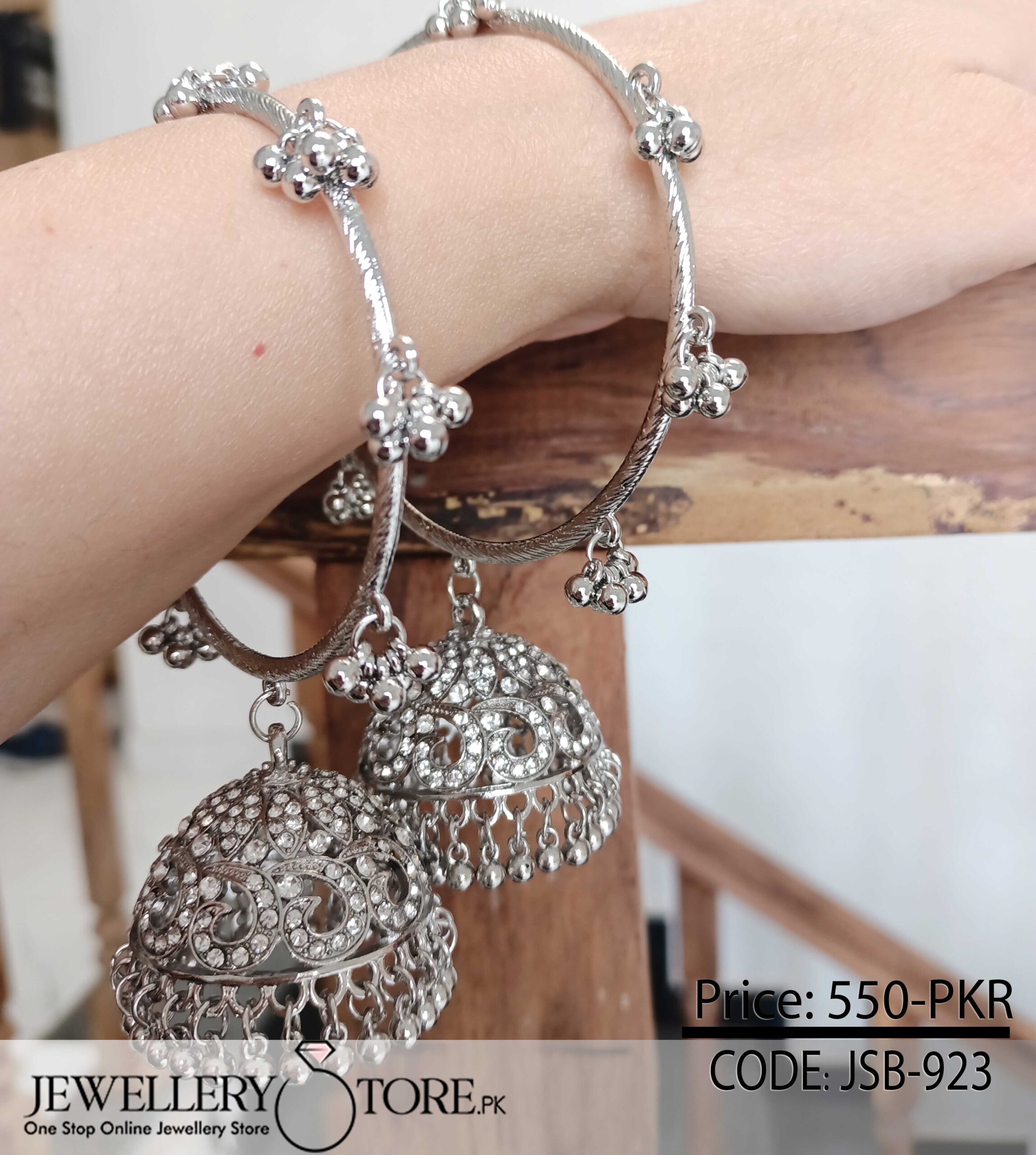 silver bangles with jhumka